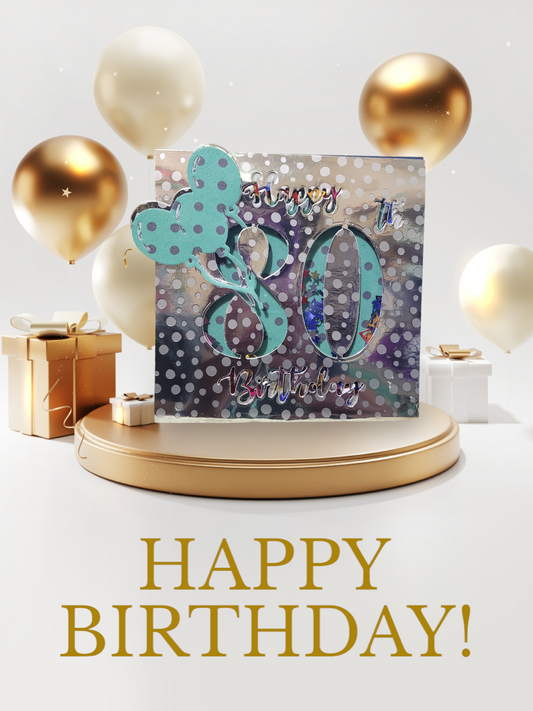 Happy 80th Birthday- Shaker and confetti pieces